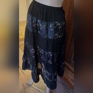 Black Floral Boho Hippie Goth Skirt